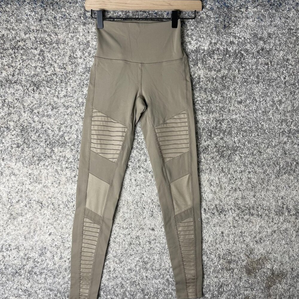 Alo‎ Yoga Leggings Womens 2XS Beige High Waist Moto Ankle Pants Gym Yoga